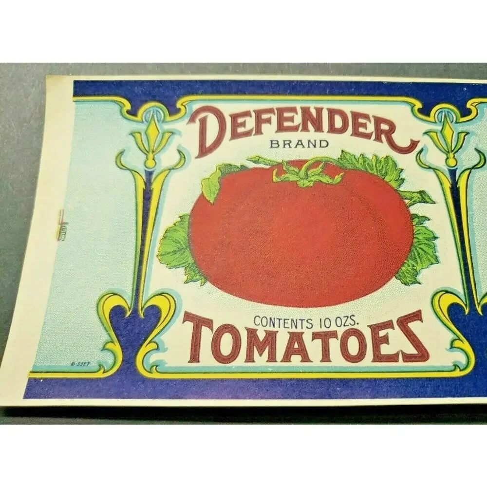 Vintage Defender Tomatoes, Defender Packing Co‎ 1940s Can Label Z2